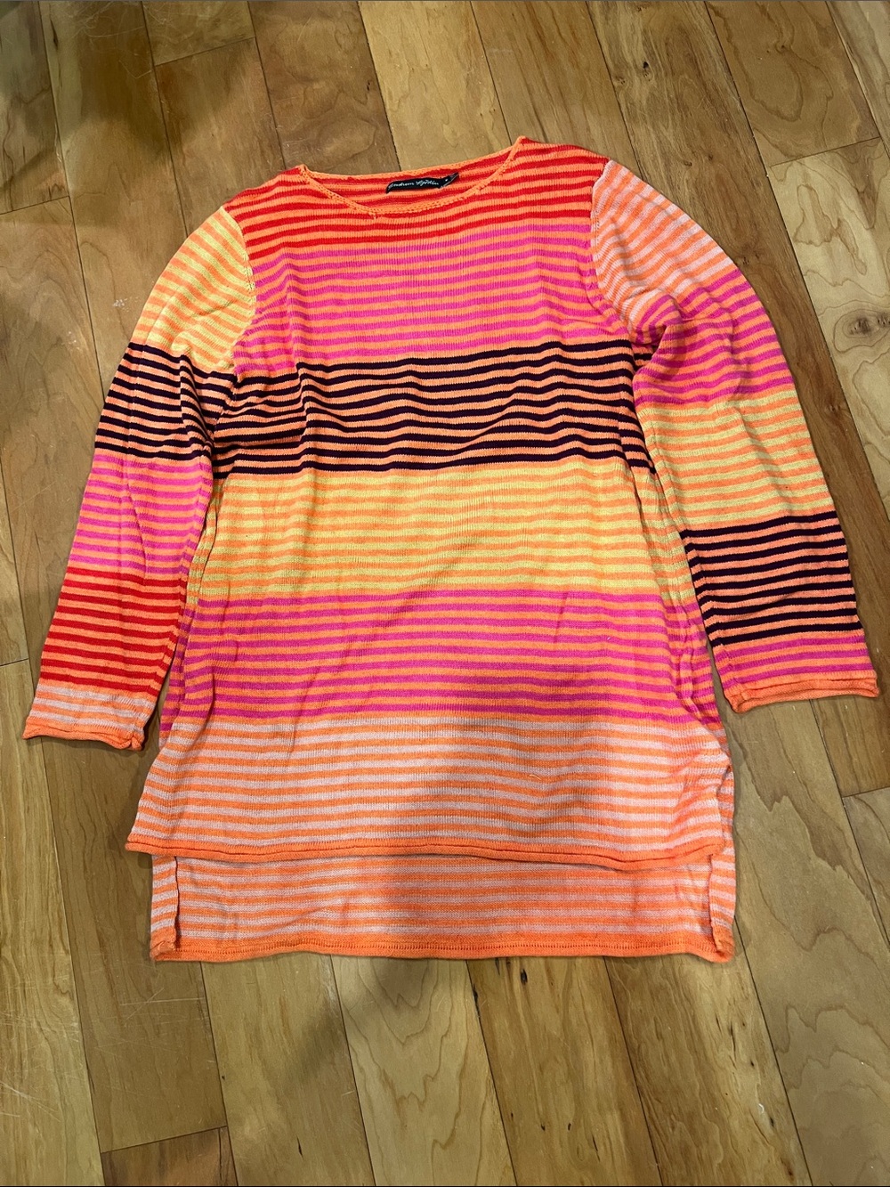 Gudrun Sjoden Striped Crewneck Sweater in Neon Pink, Orange & Yellow